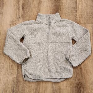 Old Navy Girls Youth XL 14-16 Heather Gray Quarter Zip Fleece Pullover Sweater